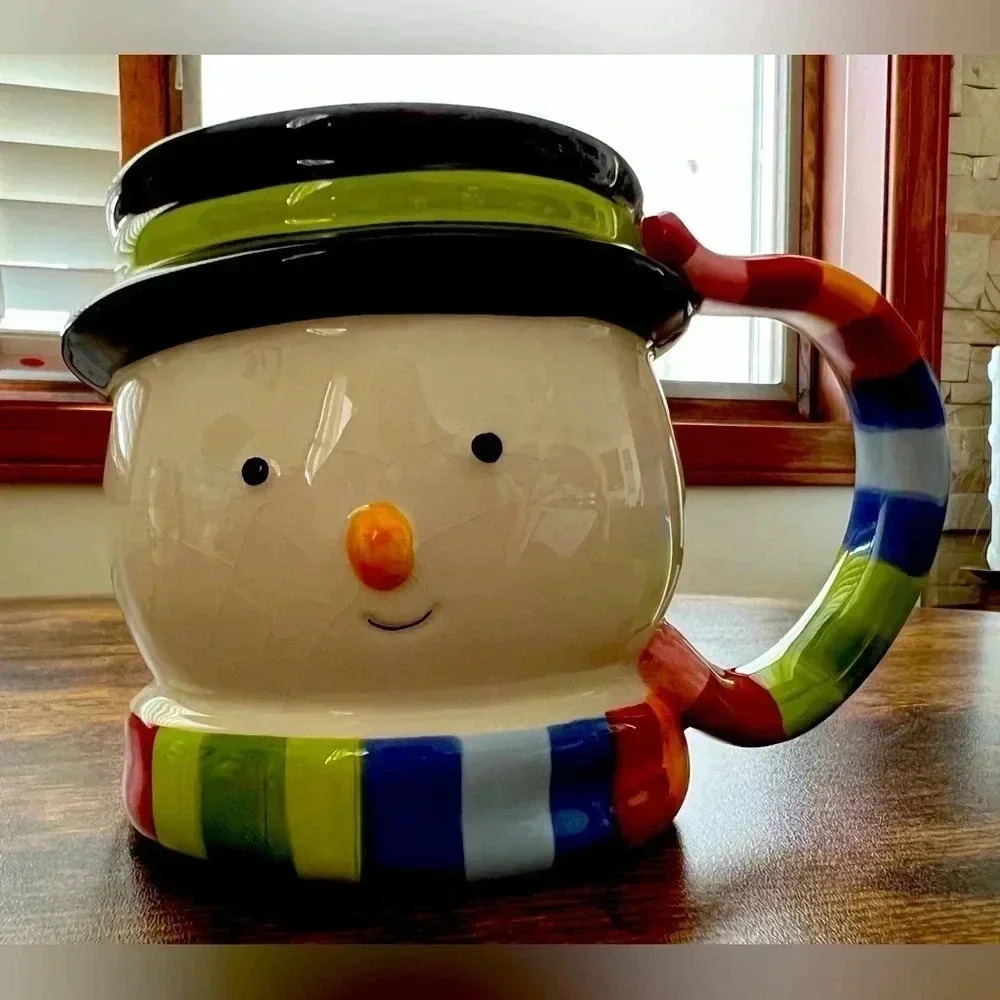 home | oversize hand-painted Snowman ceramic mug
